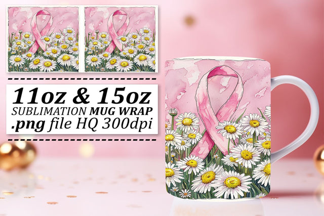 Breast Cancer Awareness Mug Wrap – 11oz & 15oz Sublimation Print Sublimation afrosvg 