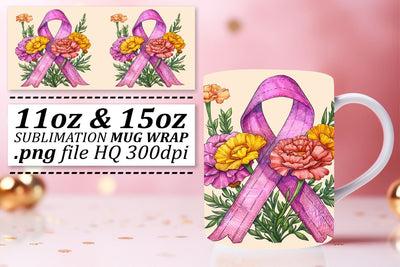 Breast Cancer Awareness Mug Wrap – 11oz & 15oz Sublimation Print Sublimation afrosvg 