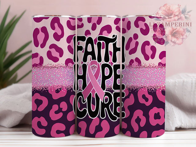 Breast Cancer Awareness Pink Ribbon Hope Tumbler, Pink Ribbon Wrap, Faith Hope Cure Tumbler, 20oz Awareness Tumbler, Cancer Survivor Gift, Support Cancer Wrap Sublimation Li Zamperini 