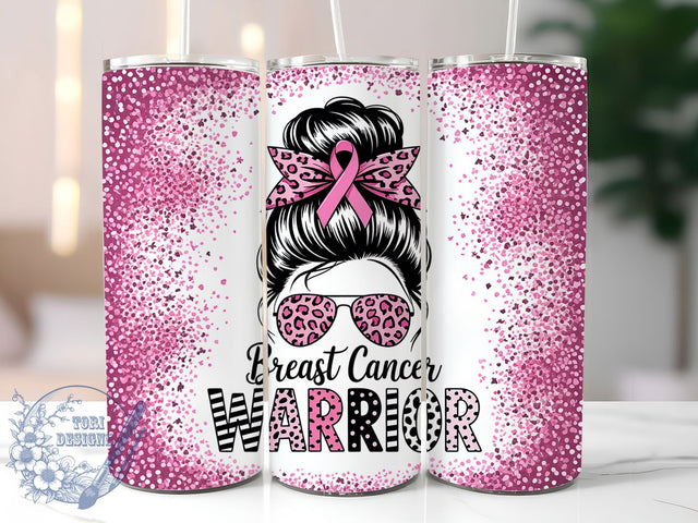 Breast Cancer Awareness Pink Ribbon Tumbler, Messy Bun Pink Ribbon Cup, Survivor Gift Drinkware, 20Oz Sublimation Wrap, Pink Ribbon Support Mug, Cancer Warrior Design, Hope and Strength Cup Sublimation ToriDesigns 
