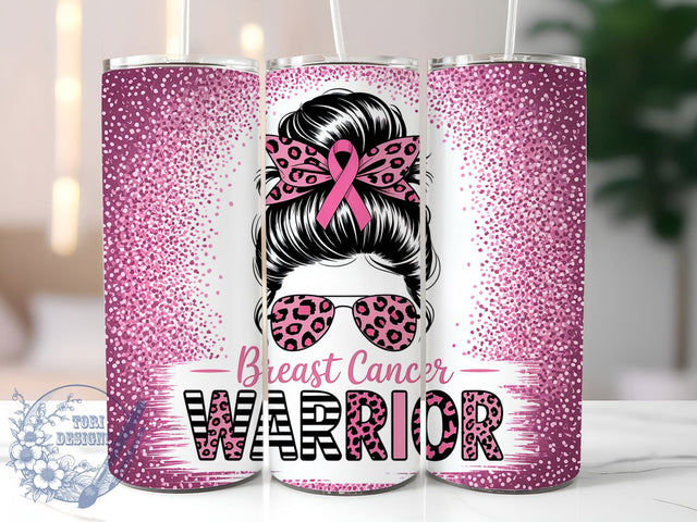 Breast Cancer Awareness Pink Ribbon Tumbler, Messy Bun Pink Ribbon Cup, Survivor Gift Drinkware, 20Oz Sublimation Wrap, Pink Ribbon Support Mug, Cancer Warrior Design, Hope and Strength Cup Sublimation ToriDesigns 