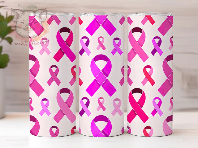 Breast Cancer Awareness Ribbon Tumbler, Breast Cancer Awareness Pattern, Support Ribbon Design, 20Oz Sublimation Wrap, Hope Ribbon Art, Awareness Ribbon Texture, Tumbler Sublimation Sublimation Lara' s Designs 