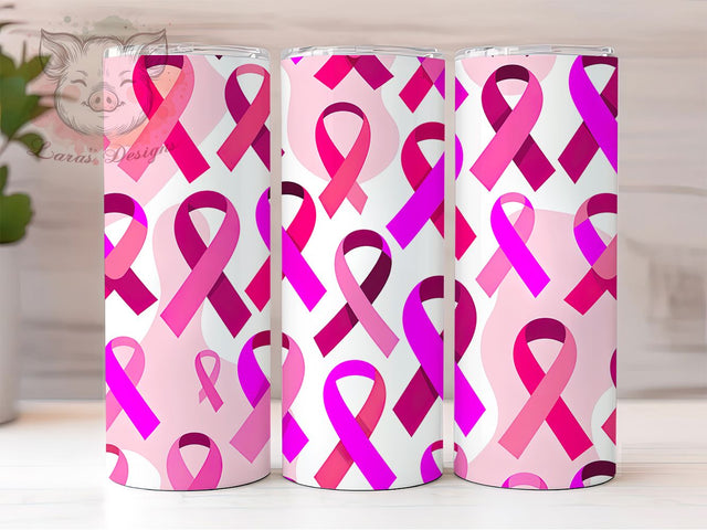 Breast Cancer Awareness Ribbon Tumbler, Breast Cancer Awareness Pattern, Support Ribbon Design, 20Oz Sublimation Wrap, Hope Ribbon Art, Awareness Ribbon Texture, Tumbler Sublimation Sublimation Lara' s Designs 