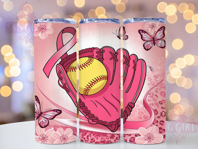 Breast Cancer Awareness Softball Tumbler, Pink Ribbon Softball Cup, Cancer Awareness Softball Tumbler, Softball Sublimation Wrap, 20Oz Softball Tumbler, Breast Cancer Awareness Cup Sublimation SvggirlplusArt 