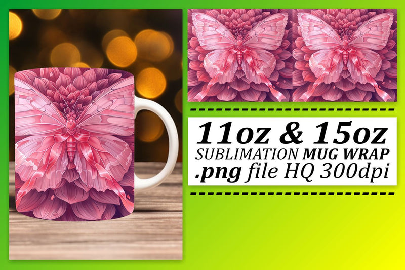 Breast Cancer Awareness Sublimation – 11oz & 15oz Pink Ribbon Wrap Sublimation afrosvg 