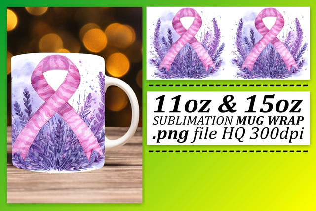 Breast Cancer Awareness Sublimation Wrap – Pink Ribbon 11oz & 15oz Sublimation afrosvg 