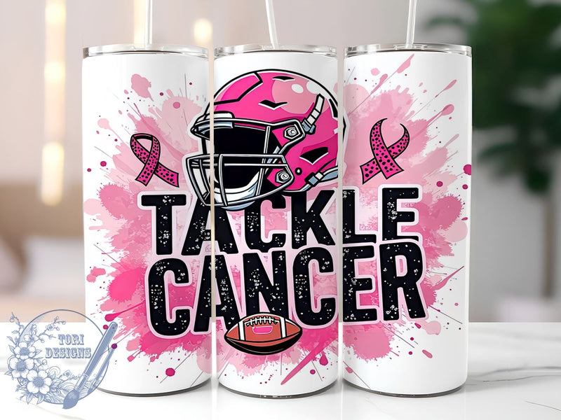 Breast Cancer Awareness Tumbler, Tackle Cancer Design, 20oz Sublimation Wrap, Inspirational Cancer Gift, Pink Ribbon Art, Support Cancer Awareness, Digital Download Sublimation ToriDesigns 