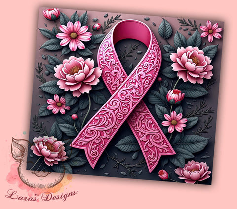 Breast Cancer Awareness Tumbler Wrap, Awareness Ribbon Design, 20oz Tumbler Wrap, Pink Ribbon Gift, Cancer Awareness Decor, Support Breast Cancer, Sublimation Drinkware Sublimation Lara' s Designs 