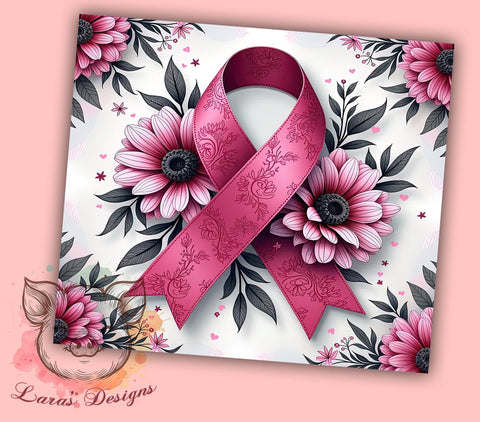 Breast Cancer Awareness Tumbler Wrap, Awareness Ribbon Design, 20oz Tumbler Wrap, Pink Ribbon Gift, Cancer Awareness Decor, Support Breast Cancer, Sublimation Drinkware Sublimation Lara' s Designs 