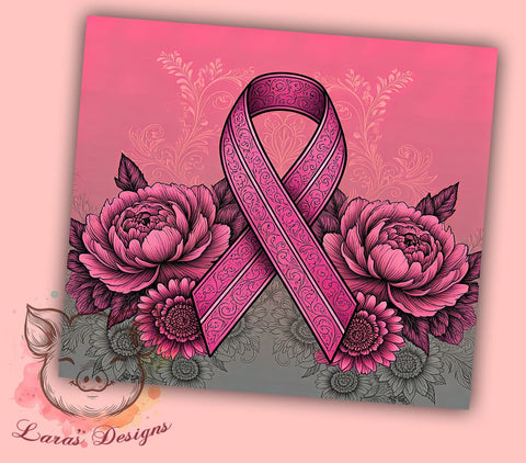 Breast Cancer Awareness Tumbler Wrap, Awareness Ribbon Design, 20oz Tumbler Wrap, Pink Ribbon Gift, Cancer Awareness Decor, Support Breast Cancer, Sublimation Drinkware Sublimation Lara' s Designs 