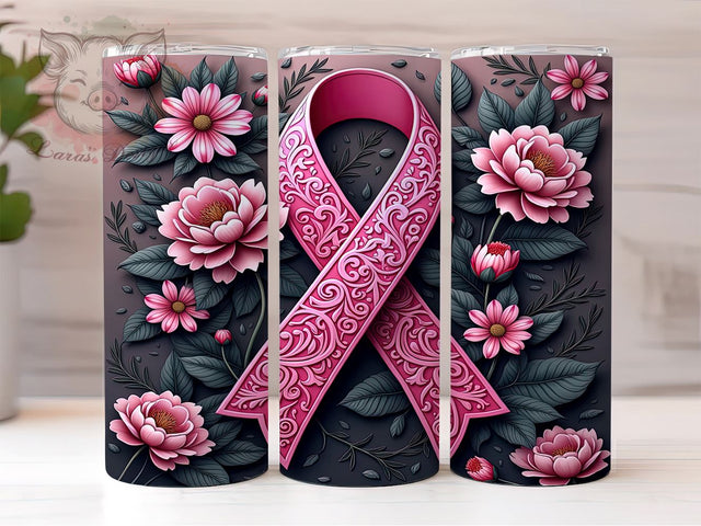 Breast Cancer Awareness Tumbler Wrap, Awareness Ribbon Design, 20oz Tumbler Wrap, Pink Ribbon Gift, Cancer Awareness Decor, Support Breast Cancer, Sublimation Drinkware Sublimation Lara' s Designs 