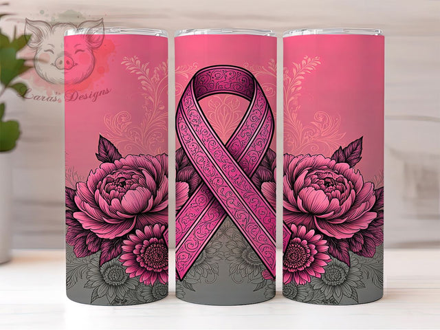 Breast Cancer Awareness Tumbler Wrap, Awareness Ribbon Design, 20oz Tumbler Wrap, Pink Ribbon Gift, Cancer Awareness Decor, Support Breast Cancer, Sublimation Drinkware Sublimation Lara' s Designs 