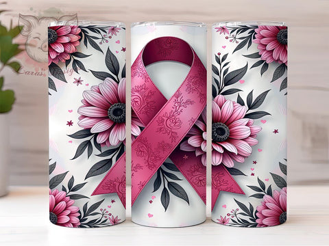 Breast Cancer Awareness Tumbler Wrap, Awareness Ribbon Design, 20oz Tumbler Wrap, Pink Ribbon Gift, Cancer Awareness Decor, Support Breast Cancer, Sublimation Drinkware Sublimation Lara' s Designs 