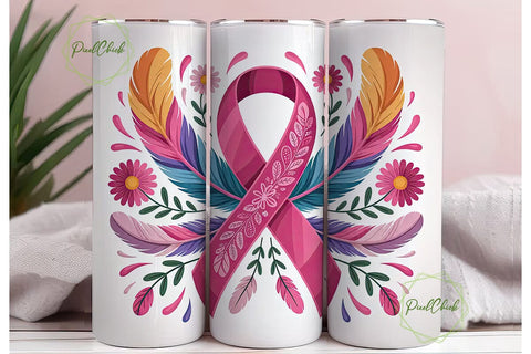 Breast Cancer Awareness Tumbler Wrap Sublimation PixelChick 
