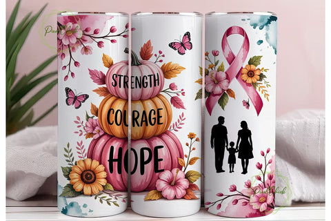 Breast Cancer Awareness Tumbler Wrap Sublimation PixelChick 