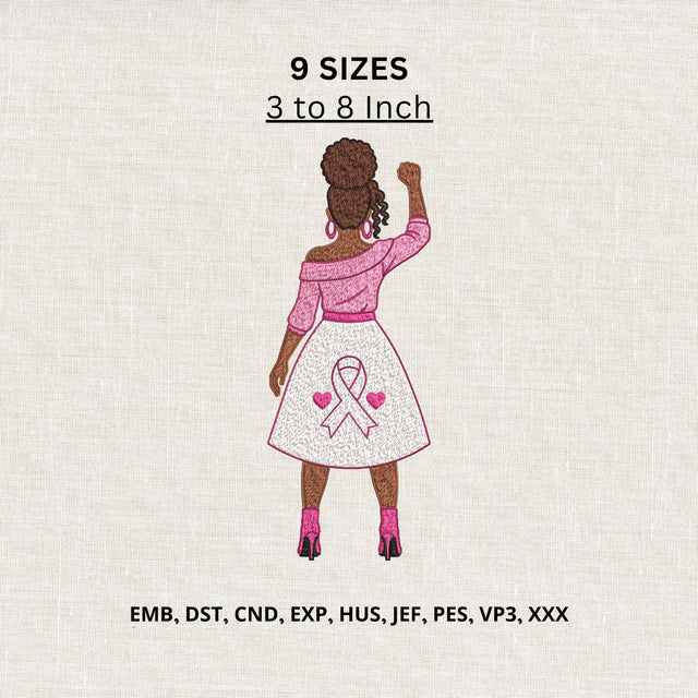 Breast Cancer Awareness Woman Machine Embroidery Design – Pink Ribbon Strong Woman Embroidery File Embroidery/Applique DESIGNS PatternFeed8 