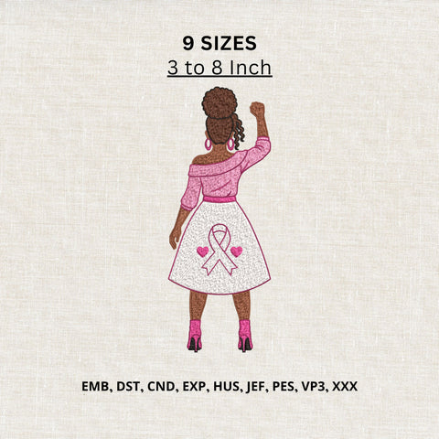 Breast Cancer Awareness Woman Machine Embroidery Design – Pink Ribbon Strong Woman Embroidery File Embroidery/Applique DESIGNS PatternFeed8 