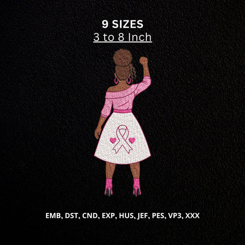 Breast Cancer Awareness Woman Machine Embroidery Design – Pink Ribbon Strong Woman Embroidery File Embroidery/Applique DESIGNS PatternFeed8 
