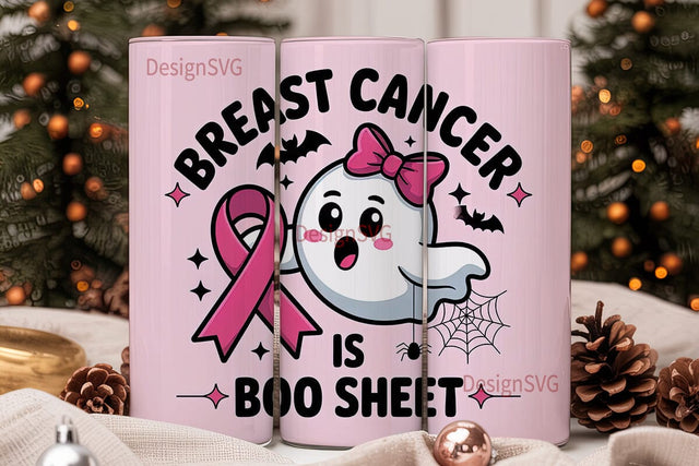 Breast Cancer Boo Sheet 20oz Tumbler Sublimation DesignSVG 