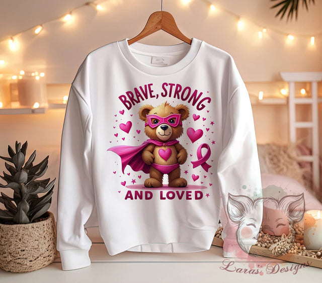 Breast Cancer, Brave, Strong, Loved, PNG Files, Sublimation Designs, Cancer Awareness, Inspirational Gifts Sublimation Lara' s Designs 