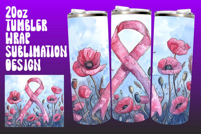 Breast Cancer Floral Tumbler Wrap Sublimation afrosvg 