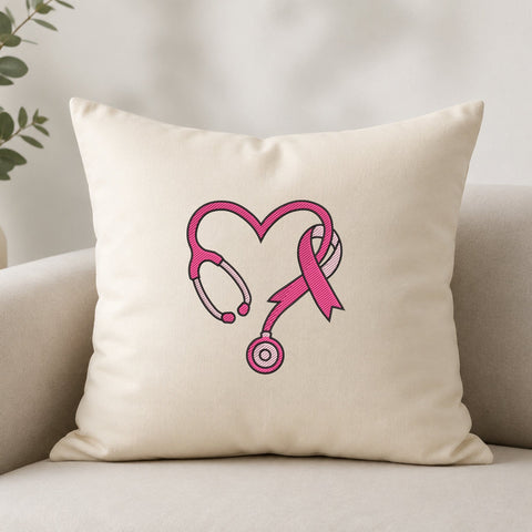 Breast Cancer Nurse Stethoscope Embroidery Design – Pink Ribbon Heart Machine Embroidery File, Nurse Awareness Design Embroidery/Applique DESIGNS PatternFeed8 