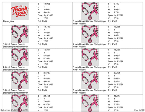 Breast Cancer Nurse Stethoscope Embroidery Design – Pink Ribbon Heart Machine Embroidery File, Nurse Awareness Design Embroidery/Applique DESIGNS PatternFeed8 