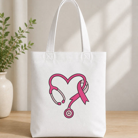 Breast Cancer Nurse Stethoscope Embroidery Design – Pink Ribbon Heart Machine Embroidery File, Nurse Awareness Design Embroidery/Applique DESIGNS PatternFeed8 