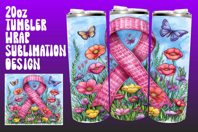 Breast Cancer Pink Ribbon Tumbler Sublimation afrosvg 