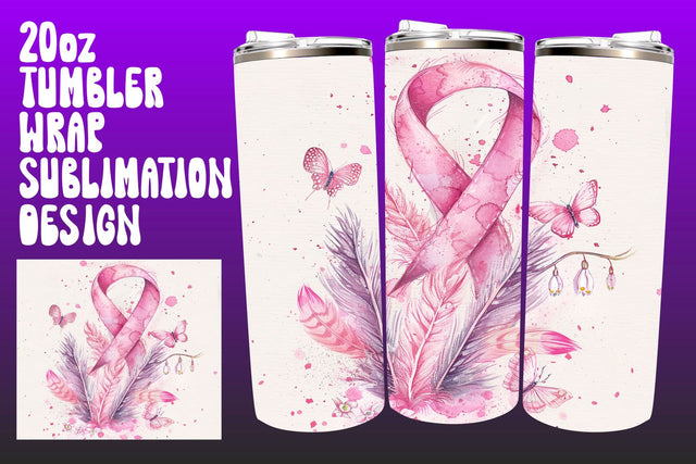 Breast Cancer Pink Ribbon Tumbler Wrap Sublimation afrosvg 