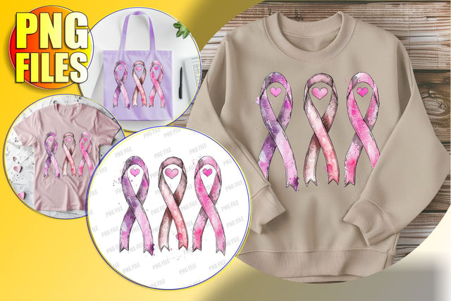 Breast Cancer PNG Watercolor Ribbon Design Sublimation afrosvg 