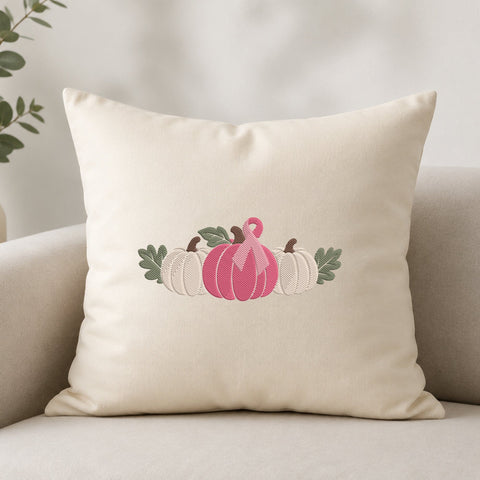 Breast Cancer Pumpkin Embroidery Design – Pink Ribbon Fall Pumpkin Machine Embroidery File Embroidery/Applique DESIGNS PatternFeed8 