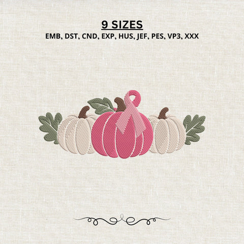 Breast Cancer Pumpkin Embroidery Design – Pink Ribbon Fall Pumpkin Machine Embroidery File Embroidery/Applique DESIGNS PatternFeed8 