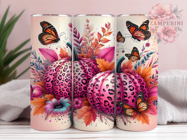 Breast Cancer Ribbon 20oz Tumbler Wrap PNG, Pink Pumpkins Breast Cancer Survivor Tumbler PNG Sublimation Design, Straight & Tapered Tumbler Wrap, Instant Digital Download Sublimation Li Zamperini 