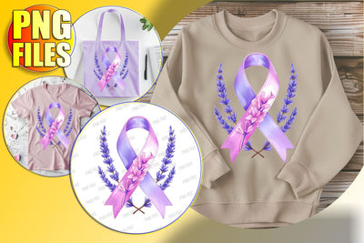 Breast Cancer Ribbon PNG Watercolor Sublimation afrosvg 