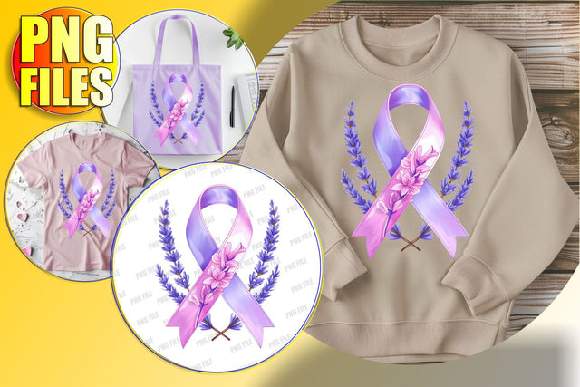 Breast Cancer Ribbon PNG Watercolor Sublimation afrosvg 