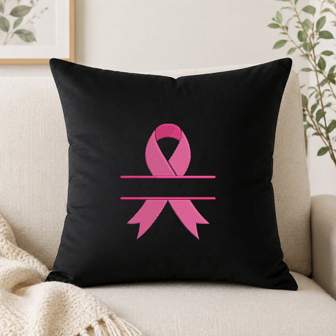 Breast Cancer Ribbon Split Monogram Embroidery Design – Pink Awareness Ribbon Machine Embroidery File, Personalized Name Frame Embroidery/Applique DESIGNS PatternFeed8 