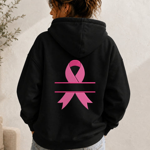 Breast Cancer Ribbon Split Monogram Embroidery Design – Pink Awareness Ribbon Machine Embroidery File, Personalized Name Frame Embroidery/Applique DESIGNS PatternFeed8 