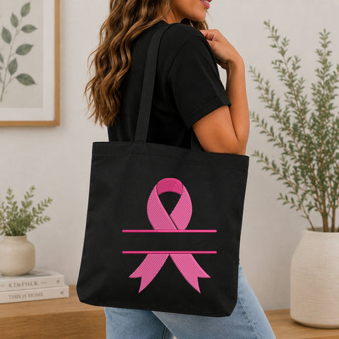 Breast Cancer Ribbon Split Monogram Embroidery Design – Pink Awareness Ribbon Machine Embroidery File, Personalized Name Frame Embroidery/Applique DESIGNS PatternFeed8 