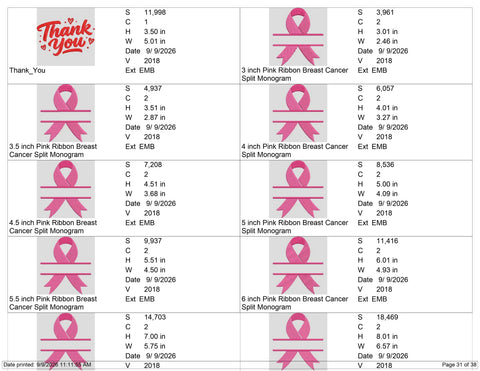 Breast Cancer Ribbon Split Monogram Embroidery Design – Pink Awareness Ribbon Machine Embroidery File, Personalized Name Frame Embroidery/Applique DESIGNS PatternFeed8 