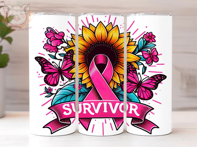 Breast Cancer Survivor 20oz Tumbler Png, Sublimation Design, Pink Ribbon Awareness Tumbler Png, Digital Download PNG Sublimation Lara' s Designs 