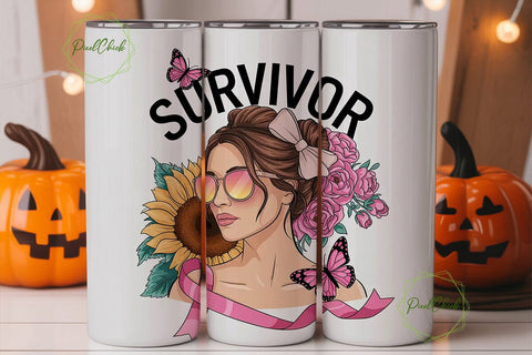 Breast Cancer Survivor 20oz Tumbler Sublimation PixelChick 