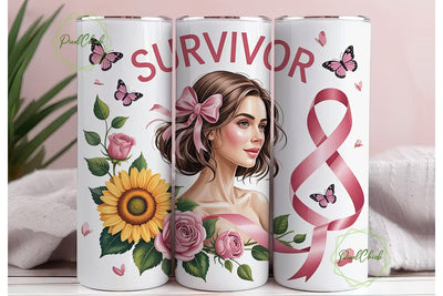 Breast Cancer Survivor 20oz Tumbler Sublimation PixelChick 