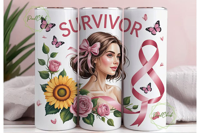 Breast Cancer Survivor 20oz Tumbler Sublimation PixelChick 
