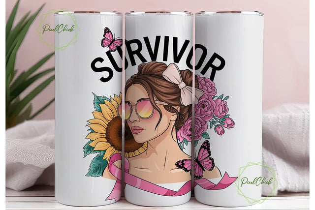 Breast Cancer Survivor 20oz Tumbler Sublimation PixelChick 