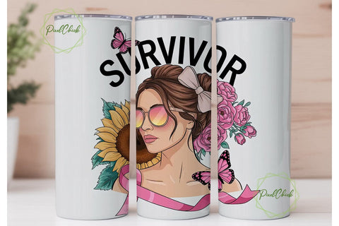 Breast Cancer Survivor 20oz Tumbler Sublimation PixelChick 