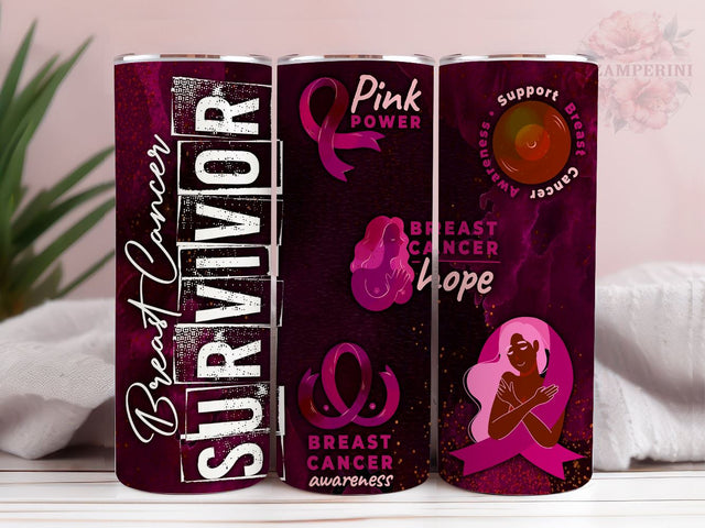 Breast Cancer Survivor 20oz Tumbler Wrap PNG, Breast Cancer Tumbler Png, Straight & Tapered Tumbler Wrap, Instant Digital Download Sublimation Li Zamperini 