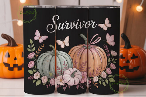 Breast Cancer Survivor 20oz Tumbler Wrap Sublimation PixelChick 