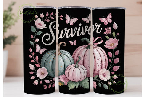 Breast Cancer Survivor 20oz Tumbler Wrap Sublimation PixelChick 