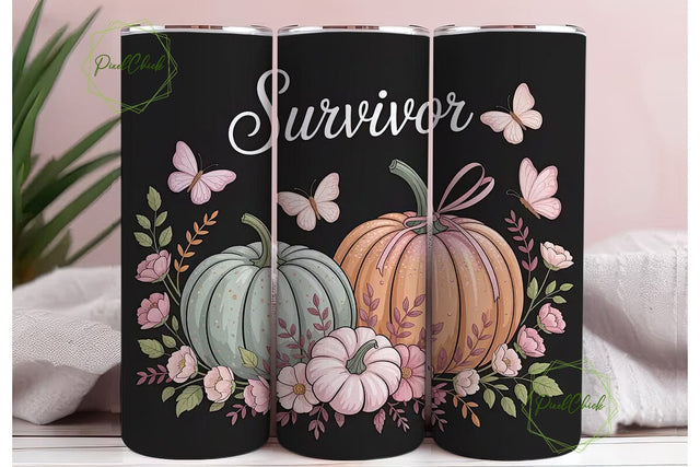 Breast Cancer Survivor 20oz Tumbler Wrap Sublimation PixelChick 